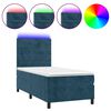 vidaXL Boxspringbett mit Matratze & LED Dunkelblau 80x200 cm Samt
