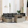 vidaXL Garten-Sofa-Set mit Kissen 7 pcs Hellgrau Poly Rattan