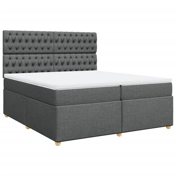 vidaXL Boxspringbett mit Matratze Dunkelgrau 200x200 cm Stoff