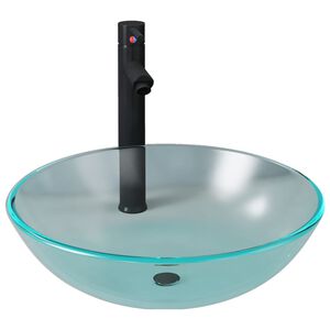 vidaXL Badezimmer Waschbecken Wasserhahn Ablaufgarnitur aus mattiertem