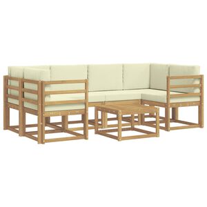 vidaXL Outdoor-Sofagarnitur mit Kissen 7 pcs Wei&szlig; und Creme
