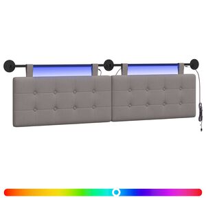 vidaXL H&auml;ngendes Kopfteil Mit LED Licht Taupe Stoff