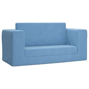 vidaXL Kinder-Schlafsofa 2-Sitzer Blau Weicher Pl&uuml;sch