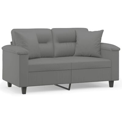 vidaXL 2-Sitzer-Sofa mit Kissen Dunkelgrau 120 cm Mikrofasergewebe