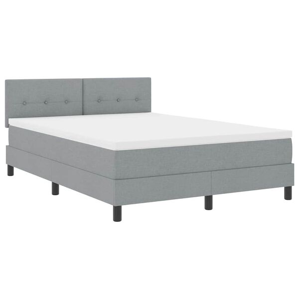 vidaXL Boxspringbett mit Matratze mit LED Hellgrau 160 x 200 cm Stoff