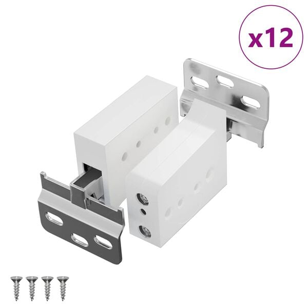 vidaXL Schrankh&auml;ngemontageb&uuml;gel 12 pcs Wei&szlig; 70 x 48 x 19 mm