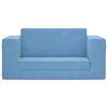 vidaXL Kinder-Schlafsofa 2-Sitzer Blau Weicher Plüsch