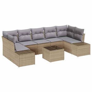 vidaXL Gartensofa-set mit Kissen 8 pcs Beige und Grau Poly-Rattan
