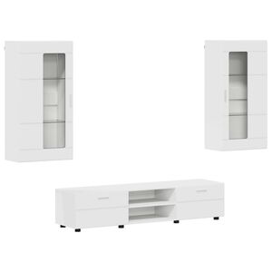 vidaXL TV-Schrankset mit Schubladen FLORIN 3 pcs Wei&szlig; Holzwerkstoff