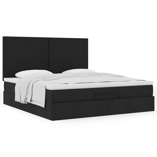 vidaXL Ottoman-Bett mit Matratze Schwarz 160x200 cm Stoff