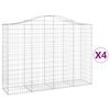vidaXL Gabionen mit Hochbogen 4 Stk. 200x50x140/160cm Verzinktes Eisen