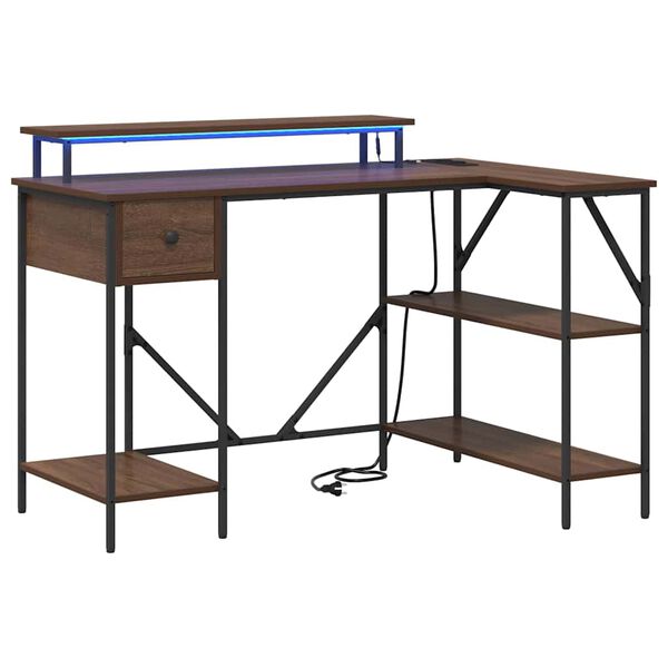 vidaXL Schreibtisch mit Regal Braun Eichen-Optik 120 x 79 x 86,5 cm