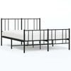 vidaXL Bettgestell mit Kopf- und Fu&szlig;teil Metall Schwarz 140x190 cm