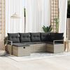 vidaXL Sofa Set mit Kissen mit Speicher 6 pcs Hellgrau Poly-Rattan
