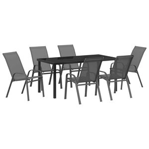 vidaXL Garten Essgruppe 7 pcs Grau und Schwarz