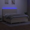 vidaXL Boxspringbett mit Matratze & LED Creme 180x200 cm Stoff