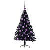 vidaXL K&uuml;nstlicher vorbeleuchteter Weihnachtsbaum Schwarz 120 cm PVC