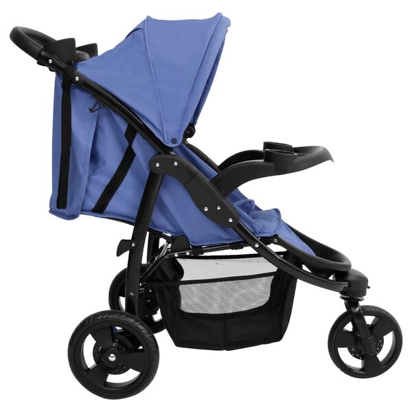 vidaXL 3-Rad-Kinderwagen Marineblau und Schwarz Stahl