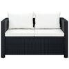 vidaXL 3-tlg. Garten-Lounge-Set mit Auflagen Poly Rattan Schwarz