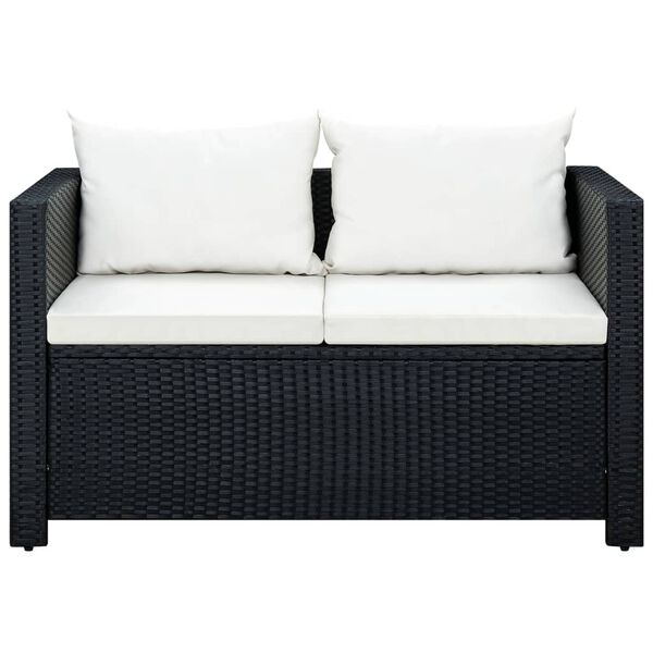 vidaXL 3-tlg. Garten-Lounge-Set mit Auflagen Poly Rattan Schwarz