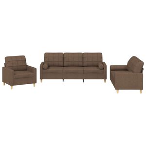 vidaXL 3-tlg. Sofagarnitur mit Kissen Braun Stoff
