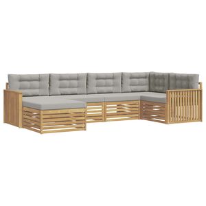 vidaXL Outdoor-Sofagarnitur 6 Stk. Wei&szlig; und Hellgrau Polyester