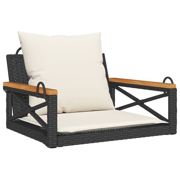 vidaXL Hängesessel mit Kissen Schwarz 63x62x40 cm Poly Rattan
