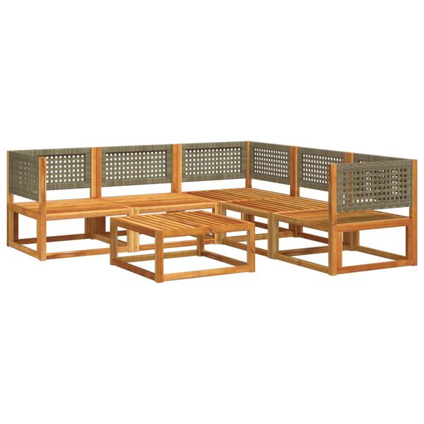 vidaXL 6-tlg. Gartensofa-Set mit Kissen Holz Akazie & Rattan