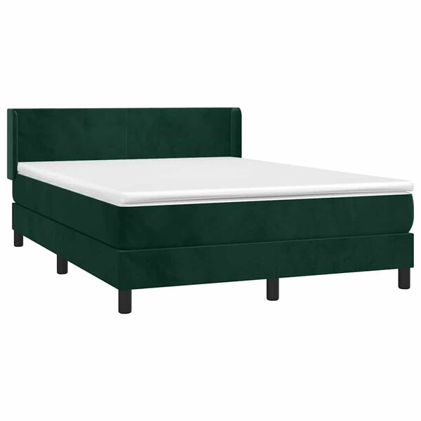 vidaXL Boxspringbett mit Matratze Dunkelgr&uuml;n 140x190 cm Samt