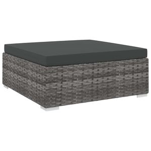 vidaXL Modular-Fu&szlig;hocker 1 Stk. + Auflagen Poly Rattan Grau