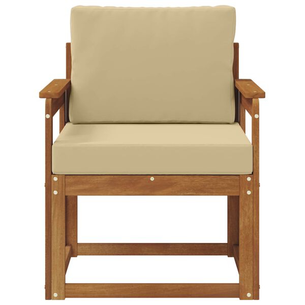 vidaXL Outdoor-Sofa Massives Akazienholz und Polyester Natur