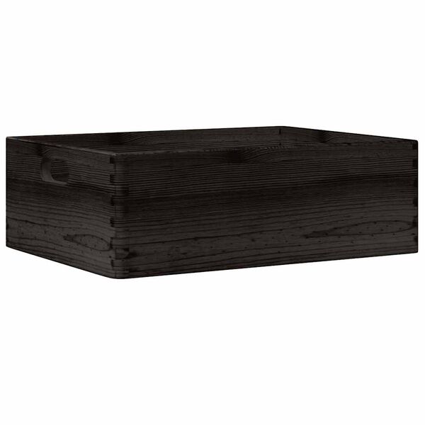 vidaXL Holzkiste mit Griffen Schwarz 40x30x13 cm Massivholz Kiefer