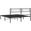vidaXL Bettgestell mit Kopfteil Metall Schwarz 135x190 cm