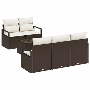 vidaXL Gartensofa-set 6 stk. 5-Sitzer Braun und Creme Poly-Rattan