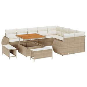 vidaXL Garten-Sofa-Set mit Kissen mit Speicher 12 pcs Beige und Creme