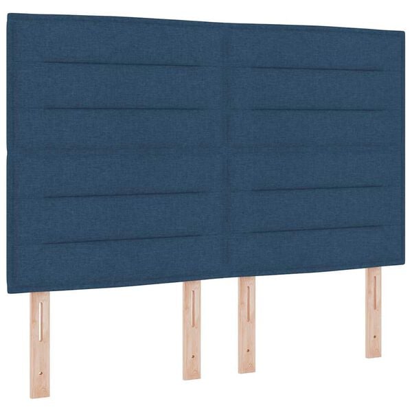 vidaXL Boxspringbett mit Matratze Dunkelgrau 90x190 cm Blau Stoff