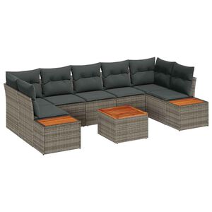 vidaXL Gartensofa-set mit Kissen 8 pcs Grau Poly Rattan