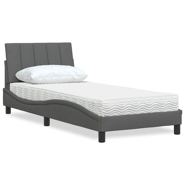 vidaXL Bett mit Matratze "Hanko" Dunkelgrau 80x200 cm Stoff