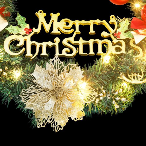 vidaXL Weihnachtskranz mit 15 LEDs Gr&uuml;n 30 cm