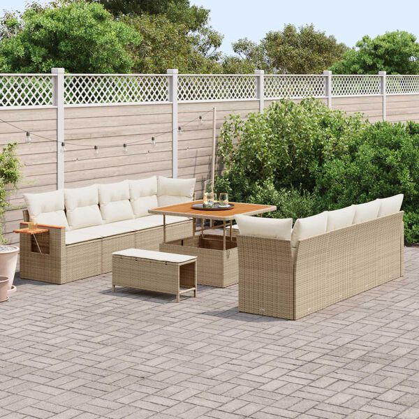vidaXL Garten-Sofa-Set mit Kissen 11 pcs Beige und Creme
