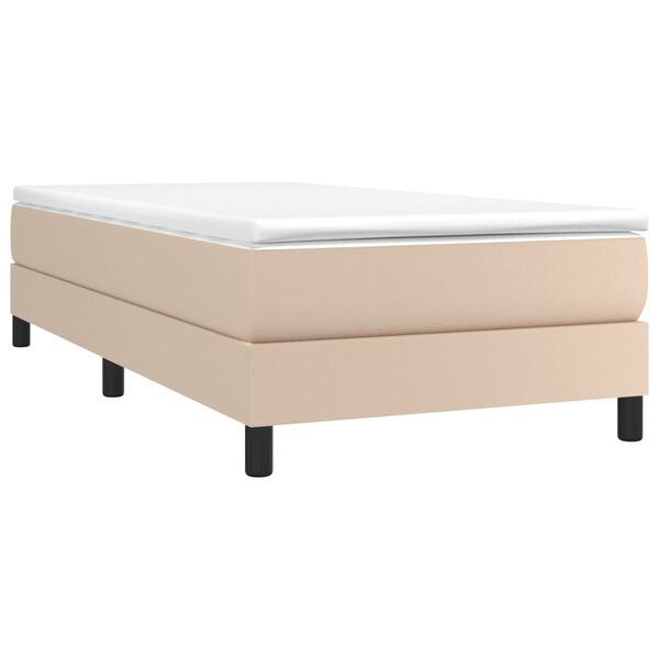 vidaXL Boxspringbett mit Matratze Cappuccino-Braun 90x200cm Kunstleder