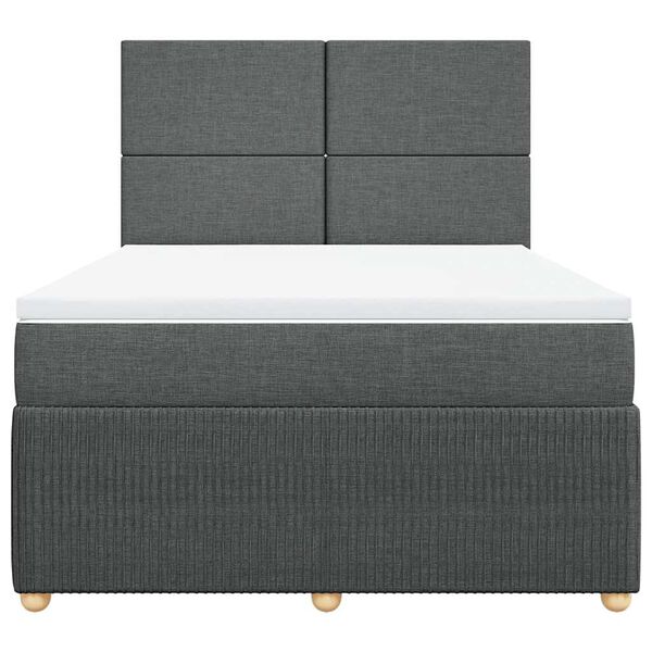 vidaXL Boxspringbett mit Matratze Dunkelgrau 140x200 cm Stoff