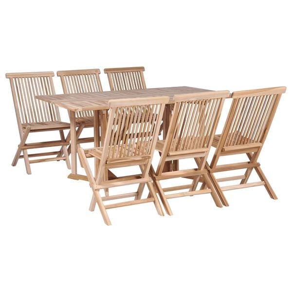 vidaXL 7-tlg. Garten-Essgruppe Klappbar Massivholz Teak