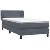 vidaXL Boxspringbett mit Matratze Dunkelgrau 100x210 cm Samt