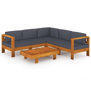 vidaXL 6-tlg. Garten-Lounge-Set mit Dunkelgrauen Auflagen Akazienholz
