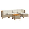 vidaXL 6-tlg. Garten-Sofagarnitur mit Kissen Beige Poly Rattan