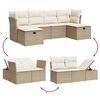 vidaXL 6-tlg. Garten-Sofagarnitur mit Kissen Beige Poly Rattan