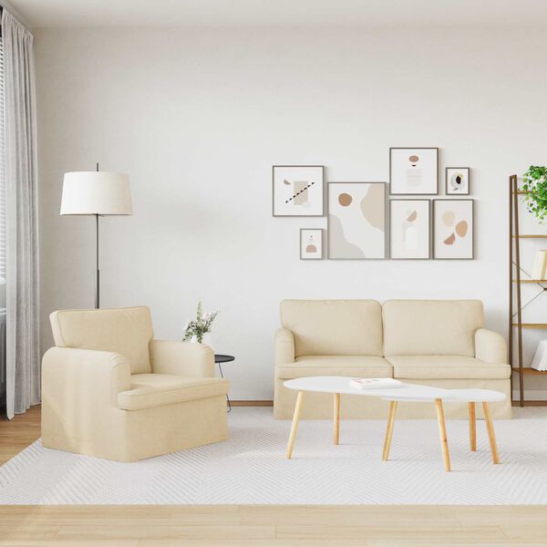 vidaXL Sofa 2 pcs Creme 162 x 80 x 85 cm Stoff