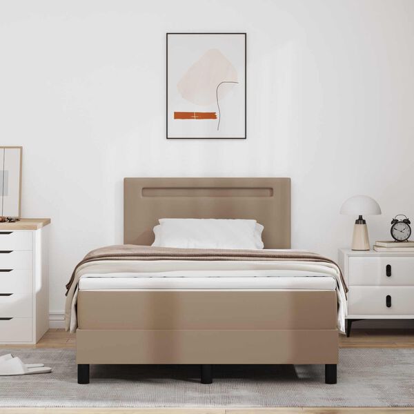 vidaXL Boxspringbett mit Matratze Cappuccino 120 x 200 cm Kunstleder
