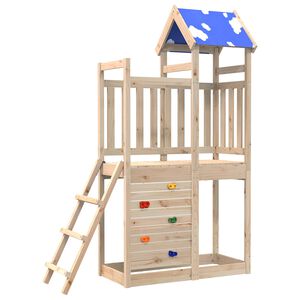 vidaXL Spielturm Braun 110,5 x 52,5 x 215 cm Massives Kiefernholz